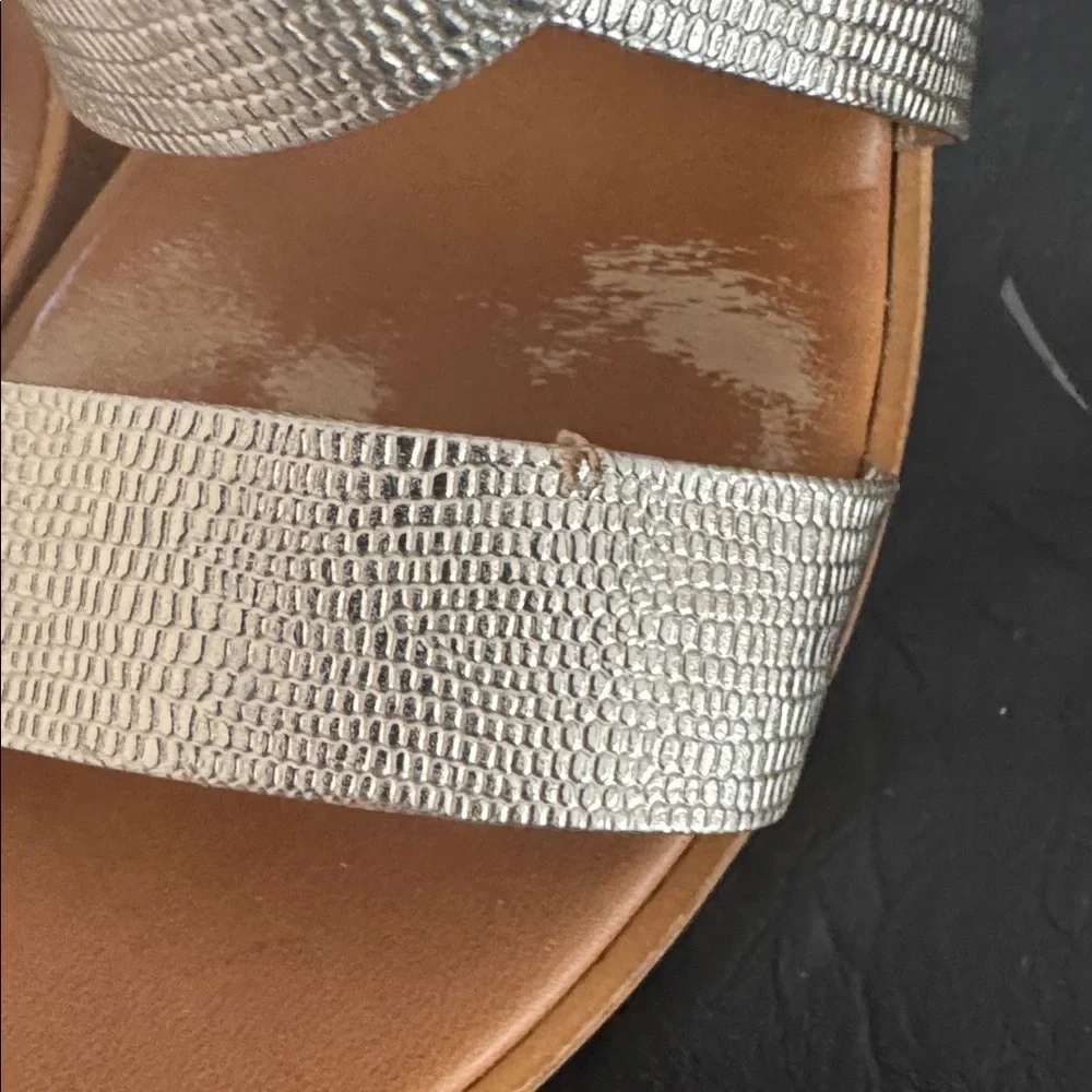 Italian Shoemakers Metallic Gold and Tan Wedge Sandals